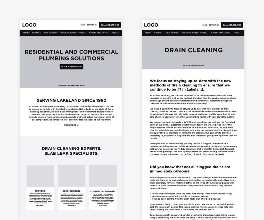 plumbing company website