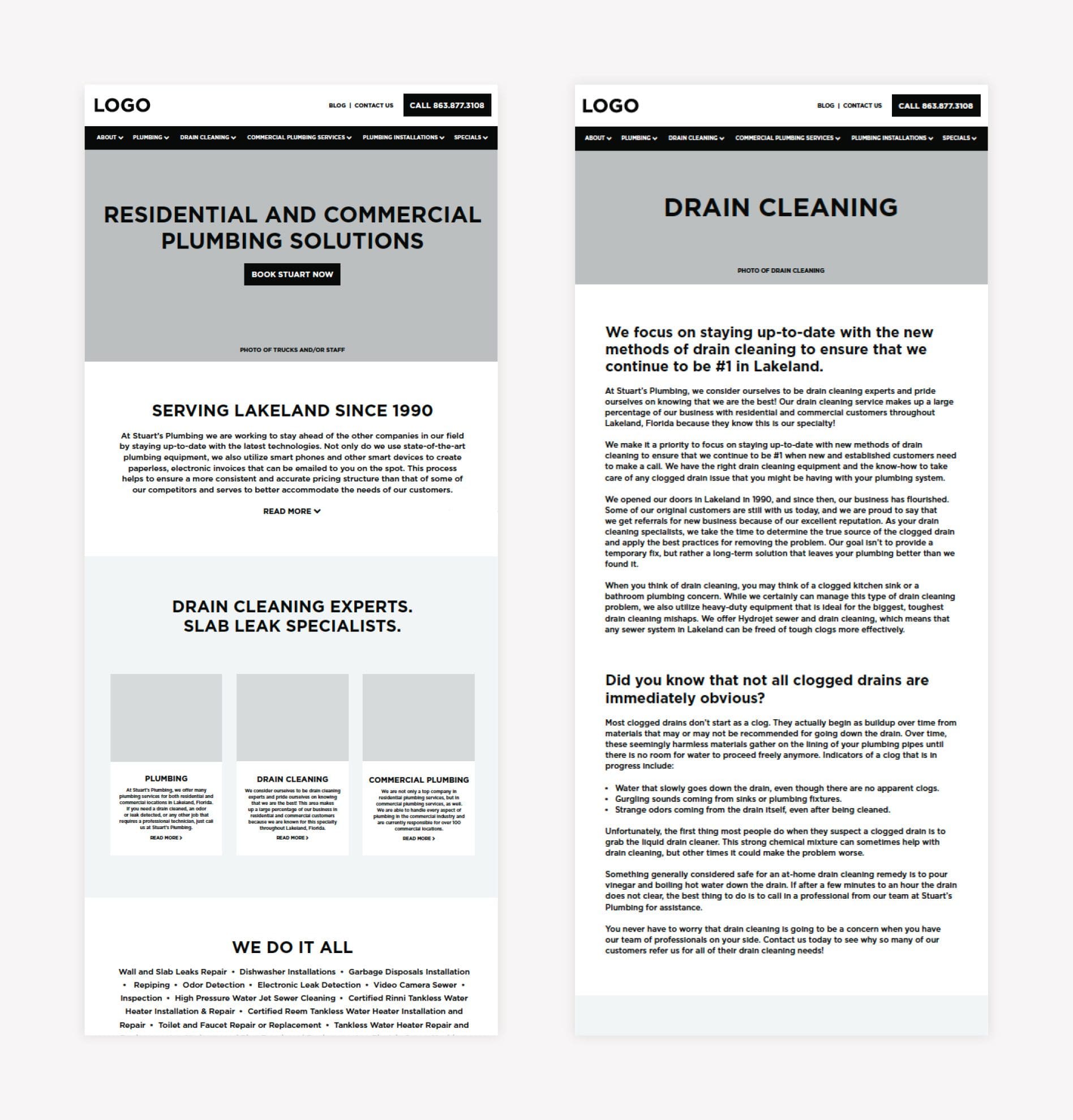 plumbing website design