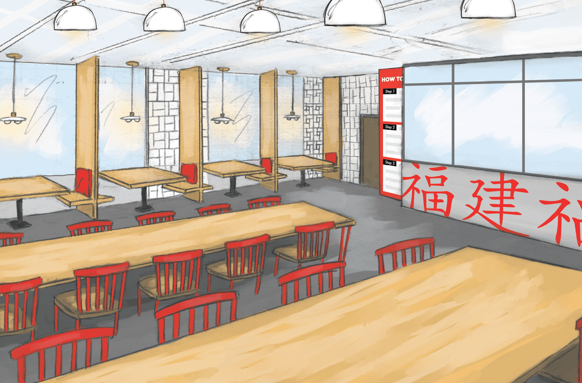 restaurant interior graphic design