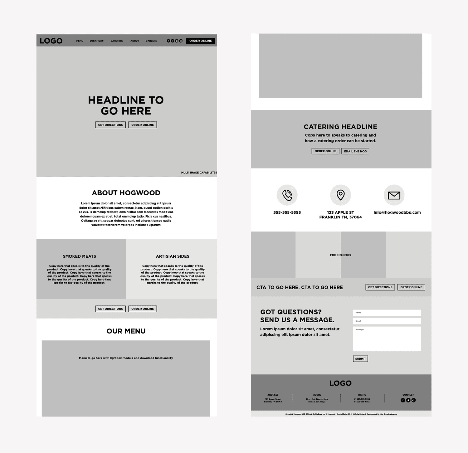 restaurant wireframe design