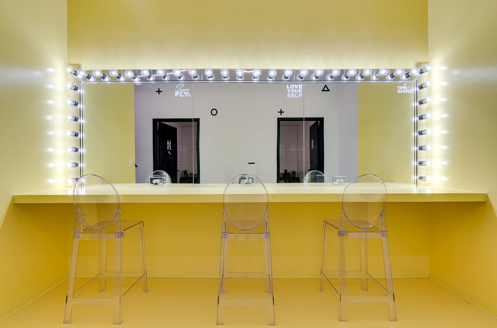 yoga studio makeup station