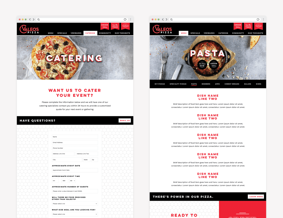 pizza website design