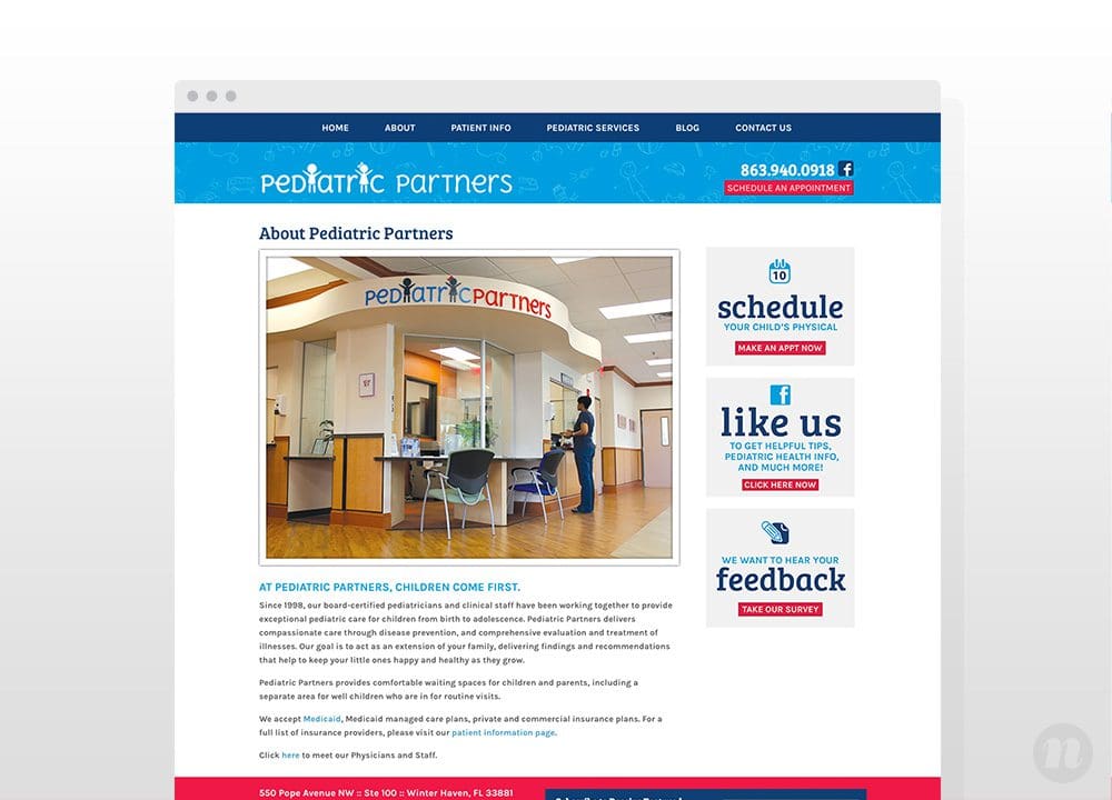 pediatric doctor website design