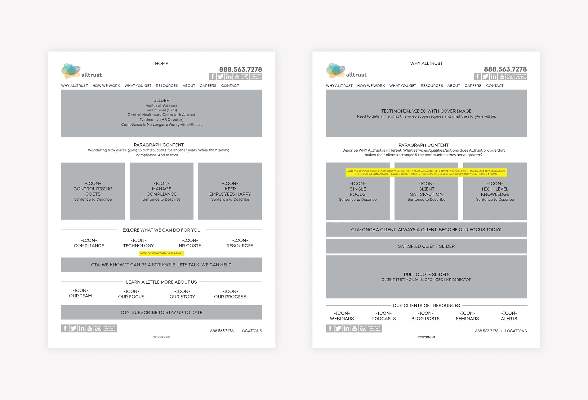 corporate insurance website wireframe