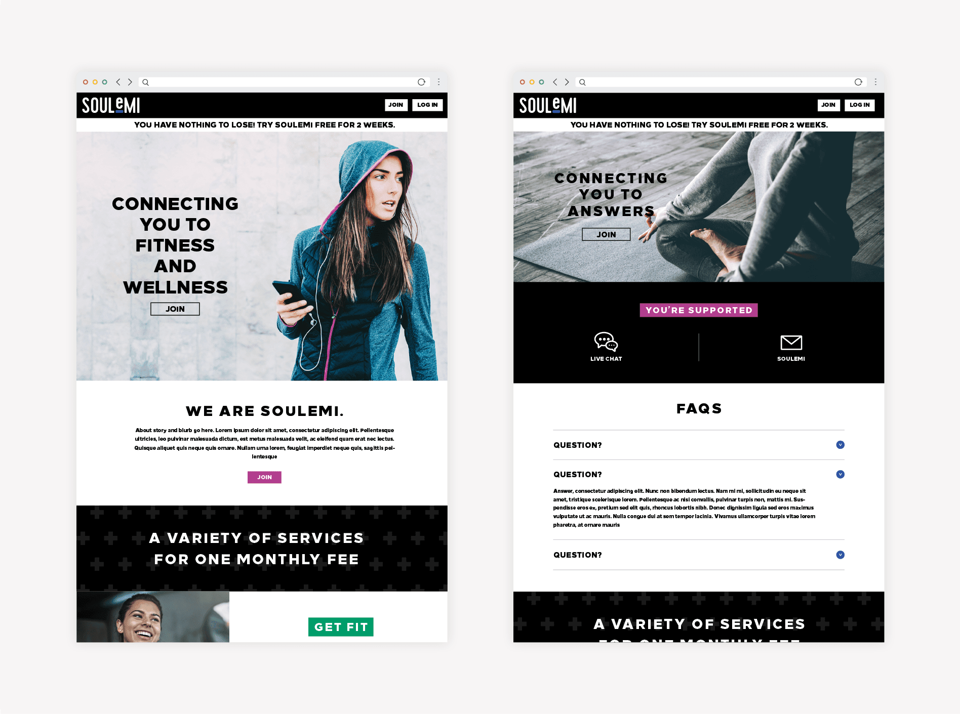 fitness studio web design
